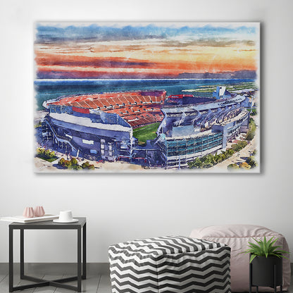 Browns Football Stadium- FirstEnergy Stadium, Watercolor, Sport Art, Gifts for him, Canvas Print Wall Art