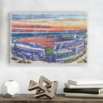 Browns Football Stadium- FirstEnergy Stadium, Watercolor, Sport Art, Gifts for him, Canvas Print Wall Art