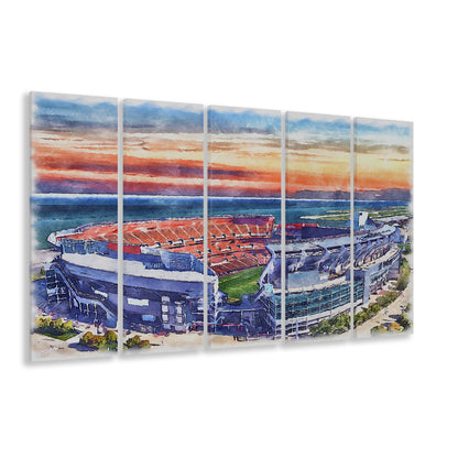 Browns Football Stadium- FirstEnergy Stadium, Watercolor, Sport Art, Extra Large Canvas Print Wall Art