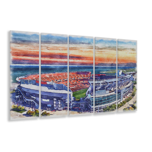Browns Football Stadium- FirstEnergy Stadium, Watercolor, Sport Art, Extra Large Canvas Print Wall Art