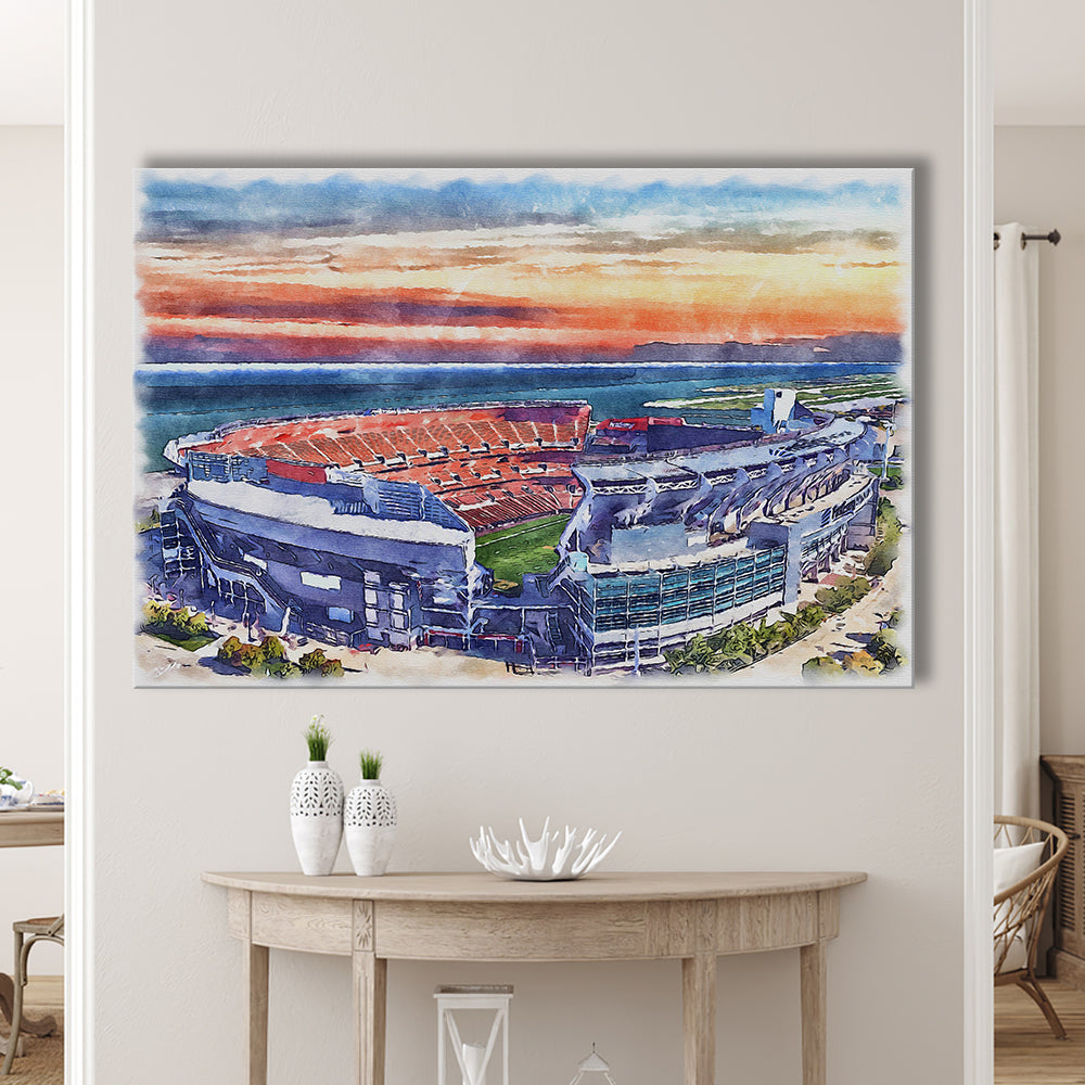 Browns Football Stadium- FirstEnergy Stadium, Watercolor, Sport Art, Gifts for him, Canvas Print Wall Art