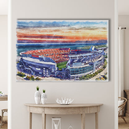 Browns Football Stadium- FirstEnergy Stadium, Watercolor, Sport Art, Gifts for him, Canvas Print Wall Art