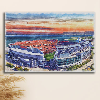 Browns Football Stadium- FirstEnergy Stadium, Watercolor, Sport Art, Gifts for him, Canvas Print Wall Art