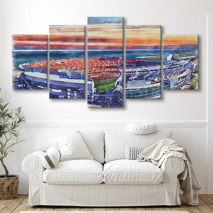Browns Football Stadium- FirstEnergy Stadium, Watercolor, Sport Art, Mixed 5 Panel, Canvas Print Wall Art