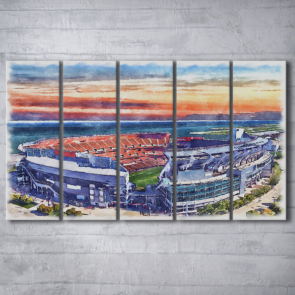 Browns Football Stadium- FirstEnergy Stadium, Watercolor, Sport Art, Extra Large Canvas Print Wall Art