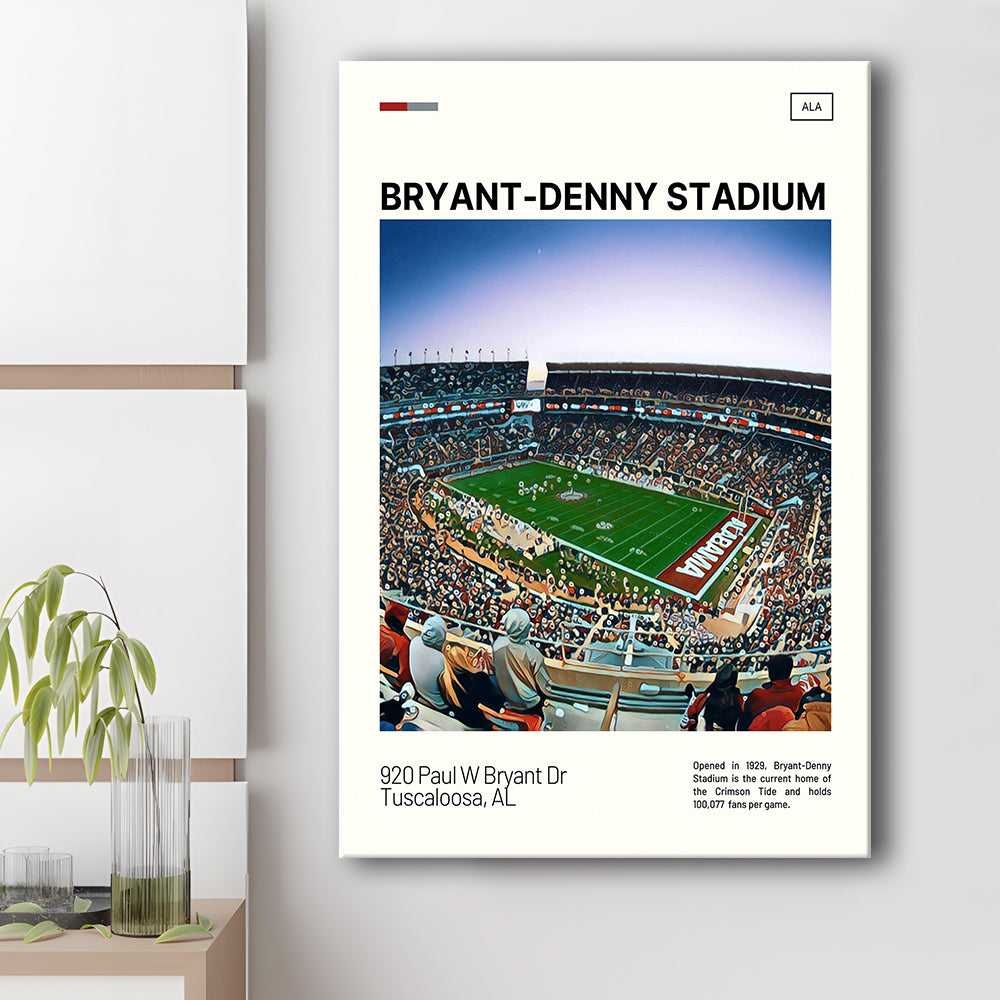 Bryant-Denny Stadium Print, Alabama Football Stadium Canvas Art, Fan Gifts, Sport Art, Canvas Print Wall Art