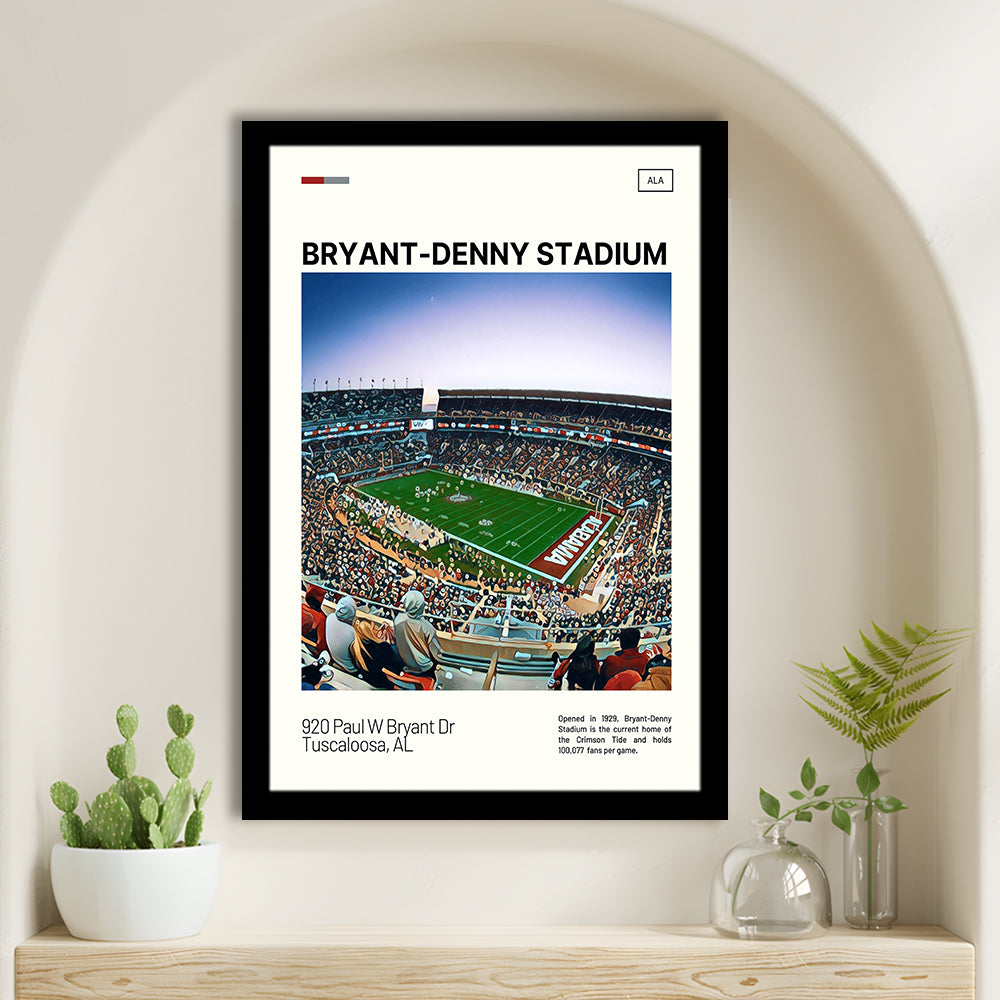 Bryant-Denny Stadium Print, Alabama Football Stadium Art, Gifts for him, Sport Art, Framed Art Print Wall Decor