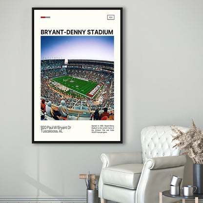 Bryant-Denny Stadium Print, Alabama Football Stadium Canvas Art, Man Cave Gift, Floating Framed Canvas Print Wall Art
