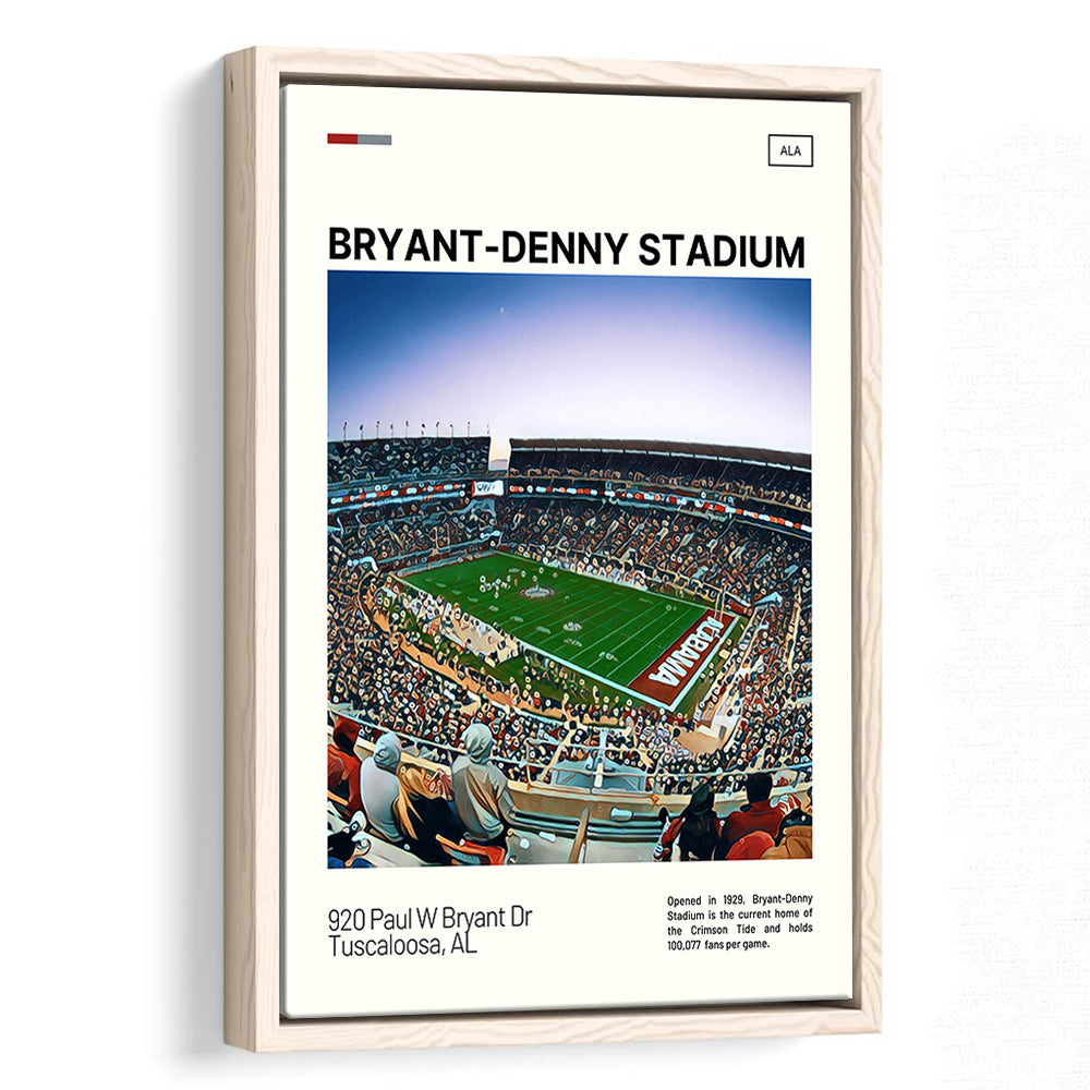Bryant-Denny Stadium Print, Alabama Football Stadium Canvas Art, Man Cave Gift, Floating Framed Canvas Print Wall Art