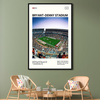 Bryant-Denny Stadium Print, Alabama Football Stadium Canvas Art, Man Cave Gift, Floating Framed Canvas Print Wall Art