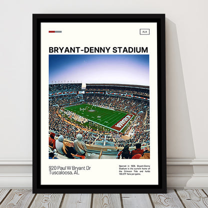 Bryant-Denny Stadium Print, Alabama Football Stadium Canvas Art, Man Cave Gift, Floating Framed Canvas Print Wall Art