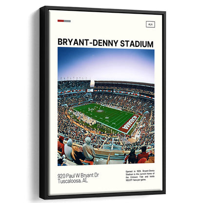 Bryant-Denny Stadium Print, Alabama Football Stadium Canvas Art, Man Cave Gift, Floating Framed Canvas Print Wall Art