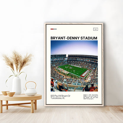Bryant-Denny Stadium Print, Alabama Football Stadium Canvas Art, Man Cave Gift, Floating Framed Canvas Print Wall Art