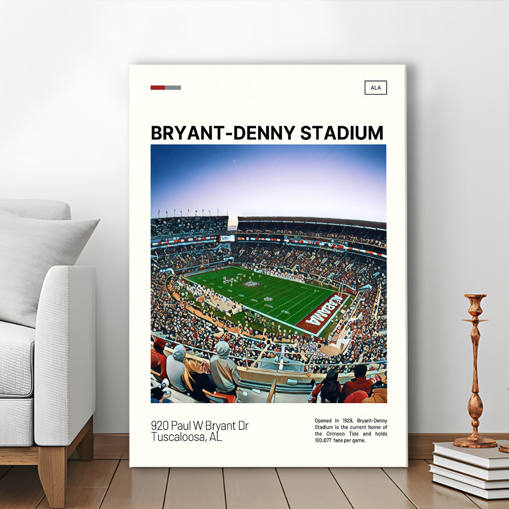 Bryant-Denny Stadium Print, Alabama Football Stadium Canvas Art, Fan Gifts, Sport Art, Canvas Print Wall Art
