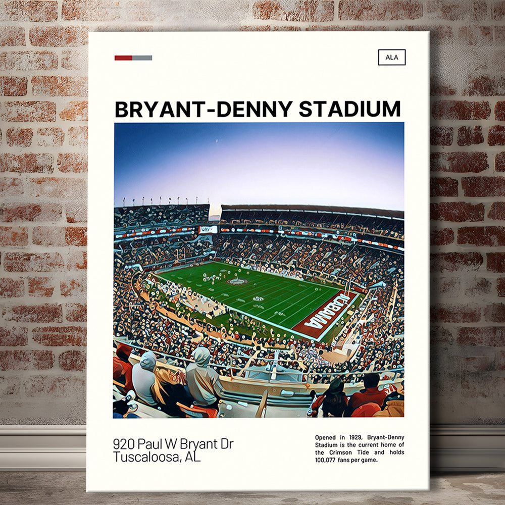 Bryant-Denny Stadium Print, Alabama Football Stadium Canvas Art, Fan Gifts, Sport Art, Canvas Print Wall Art