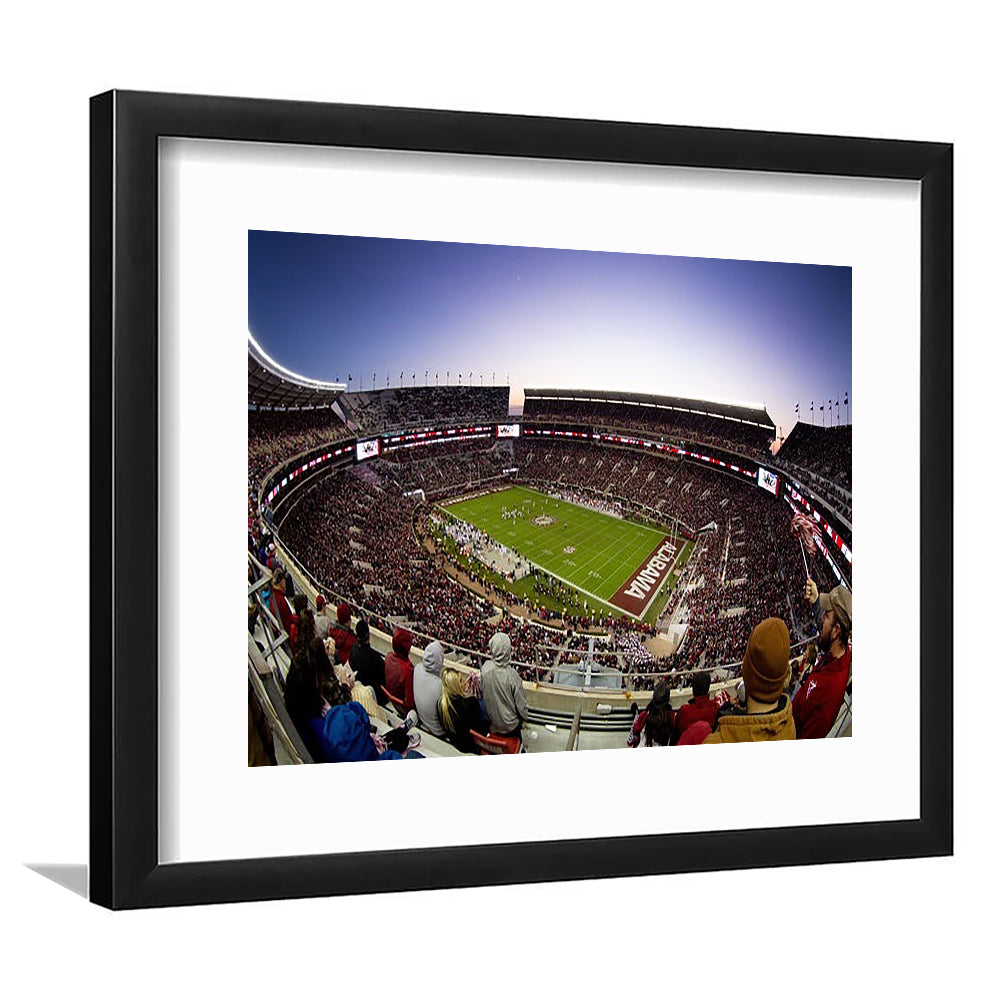 Bryant Denny Stadium, Stadium Canvas, Sport Art, Gift for him, White Border Framed Art Print Wall Decor