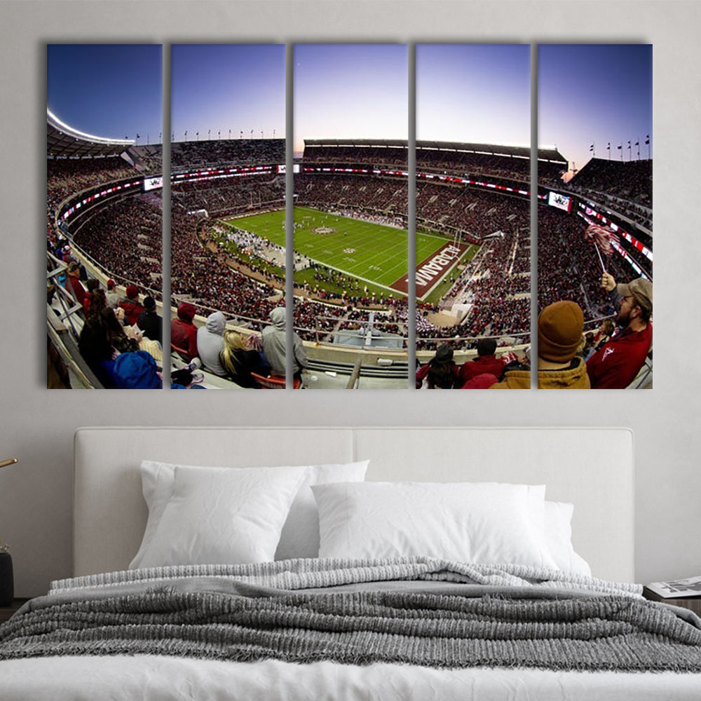 Bryant Denny Stadium, Stadium Canvas, Sport Art, 5 Panel B, Extra Large Canvas, Canvas Print Wall Art