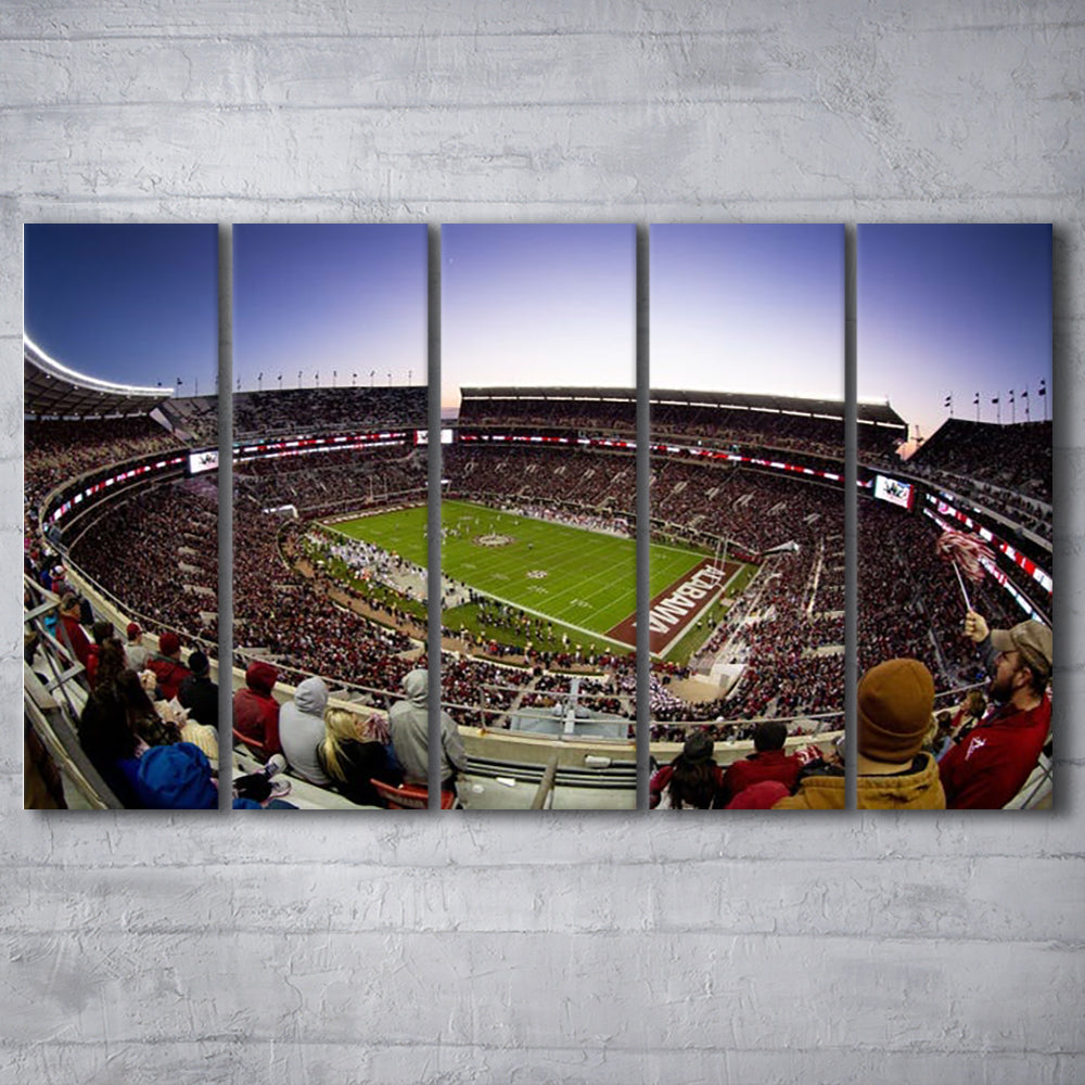 Bryant Denny Stadium, Stadium Canvas, Sport Art, 5 Panel B, Extra Large Canvas, Canvas Print Wall Art