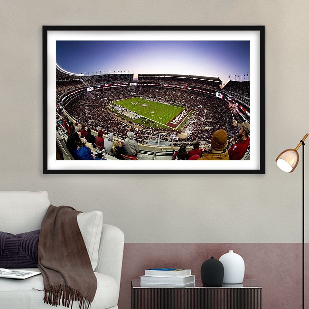 Bryant Denny Stadium, Stadium Canvas, Sport Art, Gift for him, White Border Framed Art Print Wall Decor
