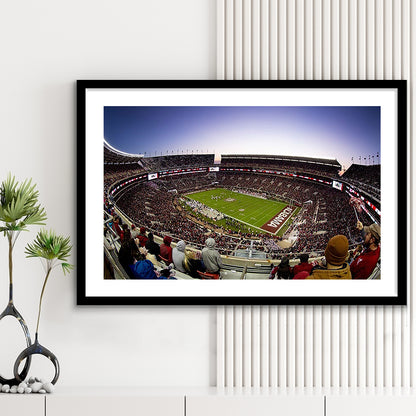Bryant Denny Stadium, Stadium Canvas, Sport Art, Gift for him, White Border Framed Art Print Wall Decor