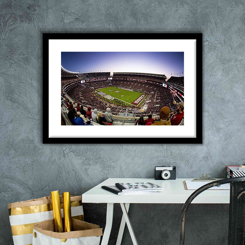 Bryant Denny Stadium, Stadium Canvas, Sport Art, Gift for him, White Border Framed Art Print Wall Decor