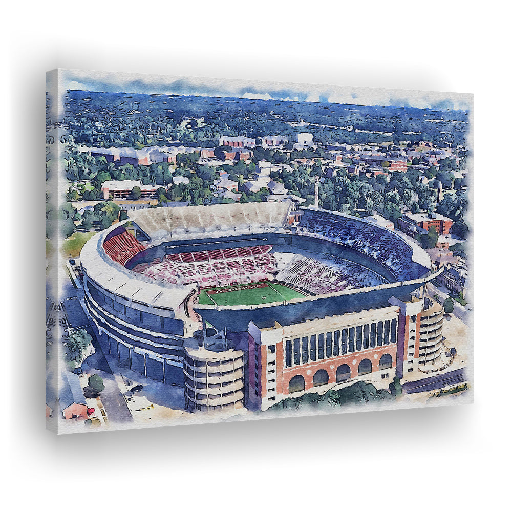 Bryant Denny Stadium, Alabama Painting Stadium Watercolor, Sport Art, Gifts for him, Canvas Print Wall Art