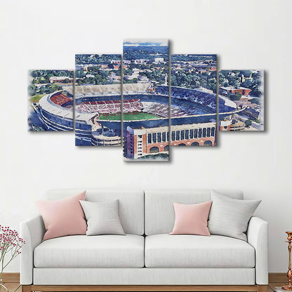 Bryant Denny Stadium, Alabama Painting Stadium Watercolor, Sport Art, Mixed 5 Panel, Canvas Print Wall Art