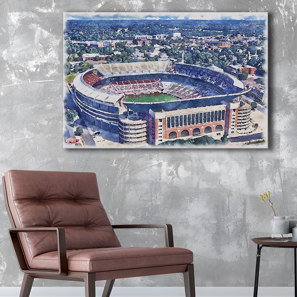 Bryant Denny Stadium, Alabama Painting Stadium Watercolor, Sport Art, Gifts for him, Canvas Print Wall Art