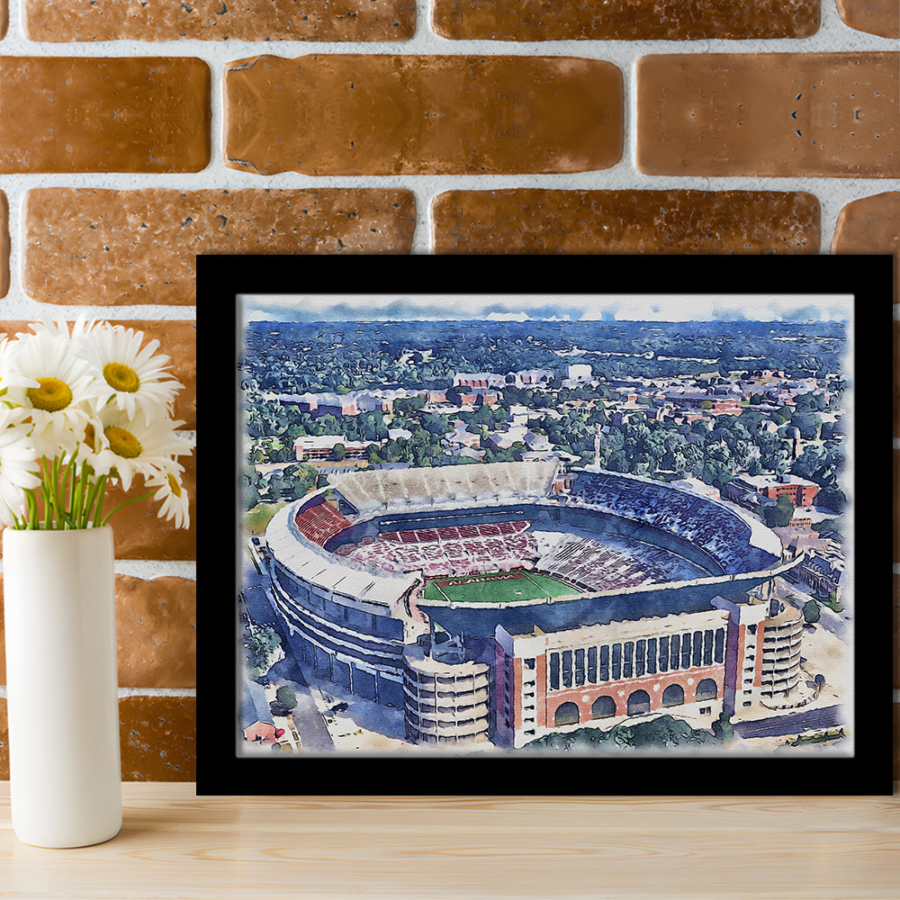 Bryant Denny Stadium, Alabama Painting Stadium Watercolor, Sport Gift Art, Framed Art Print Wall Decor