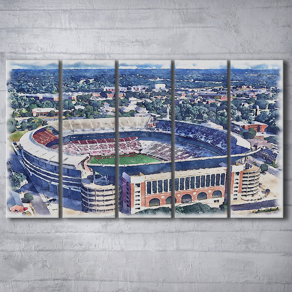 Bryant Denny Stadium, Alabama Painting Stadium Watercolor, Sport Art, Extra Large Canvas Print Wall Art