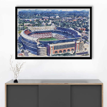 Bryant Denny Stadium, Alabama Painting Stadium Watercolor, Sport Gift Art, Framed Art Print Wall Decor