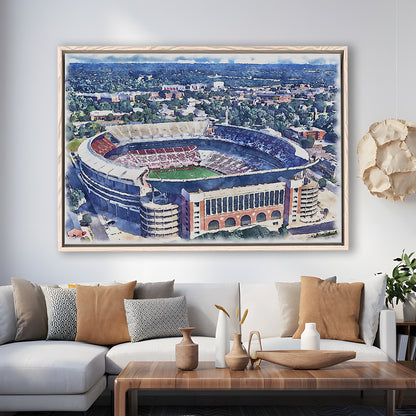Bryant Denny Stadium, Alabama Painting Stadium Watercolor, Sport Gift Art, Framed Canvas Print Wall Art