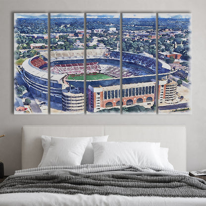 Bryant Denny Stadium, Alabama Painting Stadium Watercolor, Sport Art, Extra Large Canvas Print Wall Art