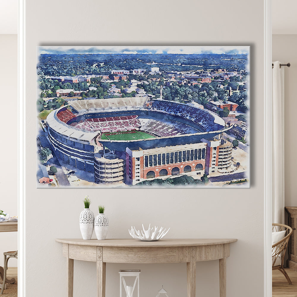 Bryant Denny Stadium, Alabama Painting Stadium Watercolor, Sport Art, Gifts for him, Canvas Print Wall Art