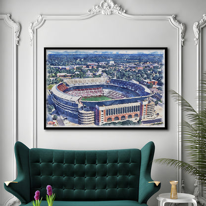 Bryant Denny Stadium, Alabama Painting Stadium Watercolor, Sport Gift Art, Framed Art Print Wall Decor