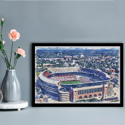 Bryant Denny Stadium, Alabama Painting Stadium Watercolor, Sport Gift Art, Framed Art Print Wall Decor