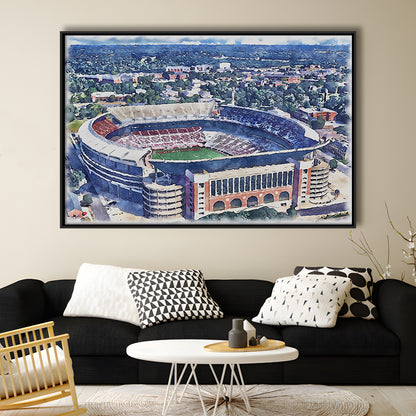Bryant Denny Stadium, Alabama Painting Stadium Watercolor, Sport Gift Art, Framed Canvas Print Wall Art