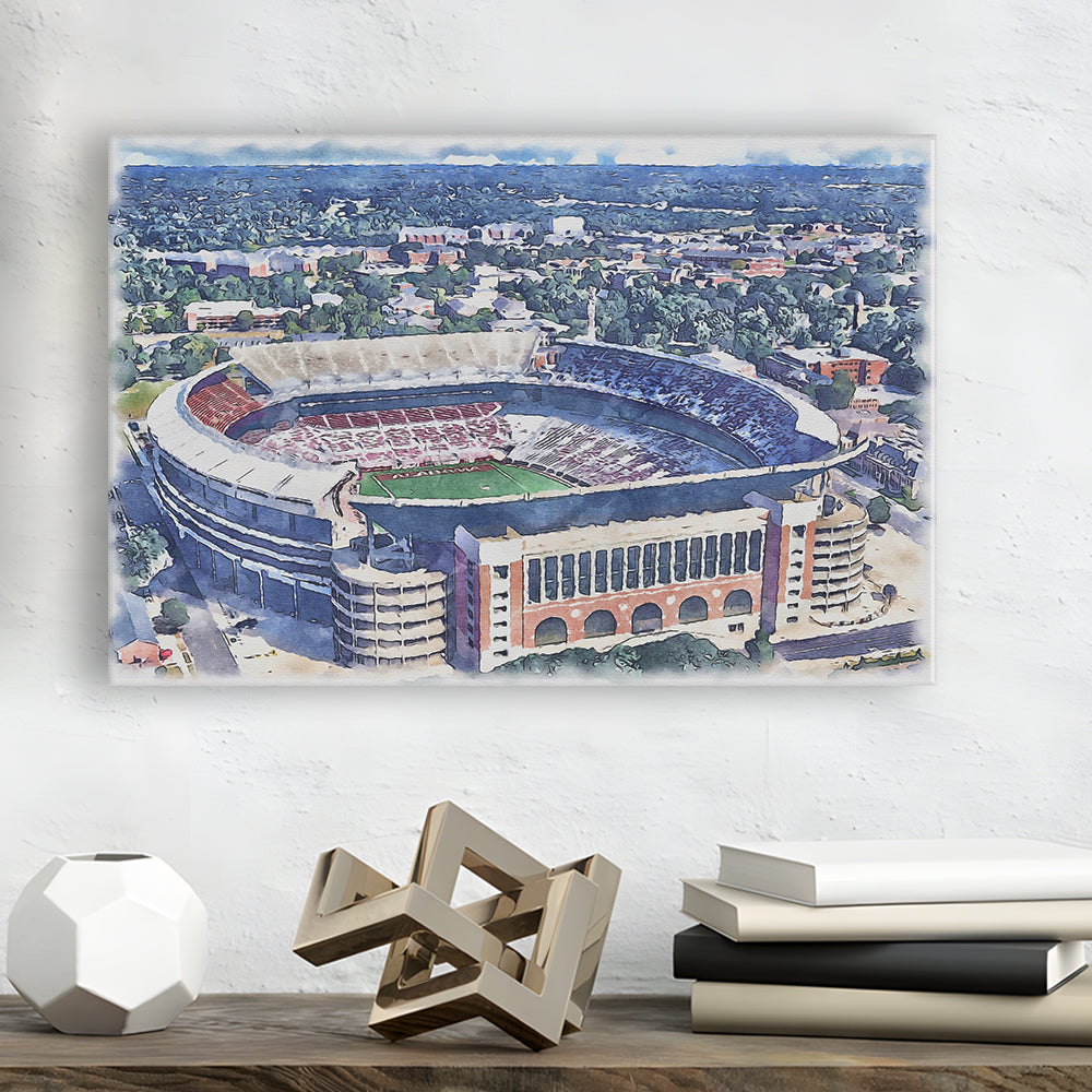 Bryant Denny Stadium, Alabama Painting Stadium Watercolor, Sport Art, Gifts for him, Canvas Print Wall Art