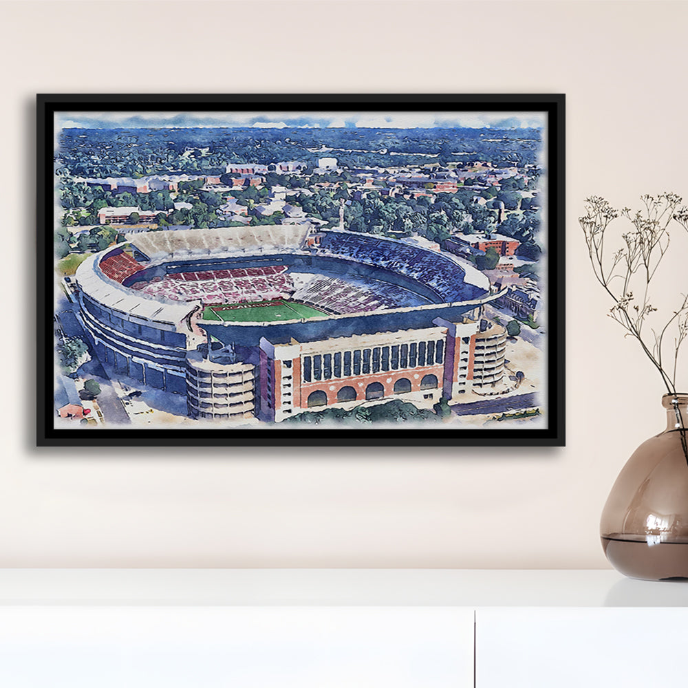 Bryant Denny Stadium, Alabama Painting Stadium Watercolor, Sport Gift Art, Framed Canvas Print Wall Art