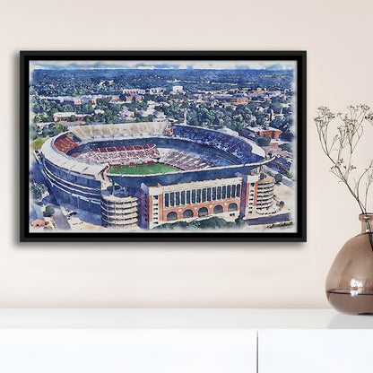 Bryant Denny Stadium, Alabama Painting Stadium Watercolor, Sport Gift Art, Framed Canvas Print Wall Art