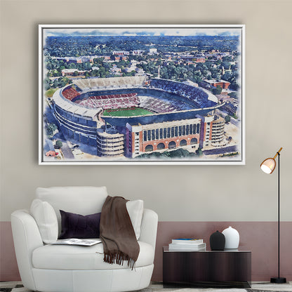 Bryant Denny Stadium, Alabama Painting Stadium Watercolor, Sport Gift Art, Framed Canvas Print Wall Art
