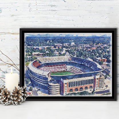 Bryant Denny Stadium, Alabama Painting Stadium Watercolor, Sport Gift Art, Framed Canvas Print Wall Art