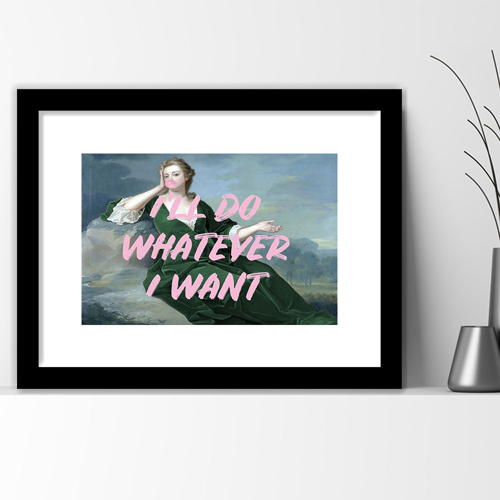 Bubble Gum Art Print, Altered Art, Duchess Print, Bedroom Print, Pink Art, Framed Art Print White Border Wall Decor