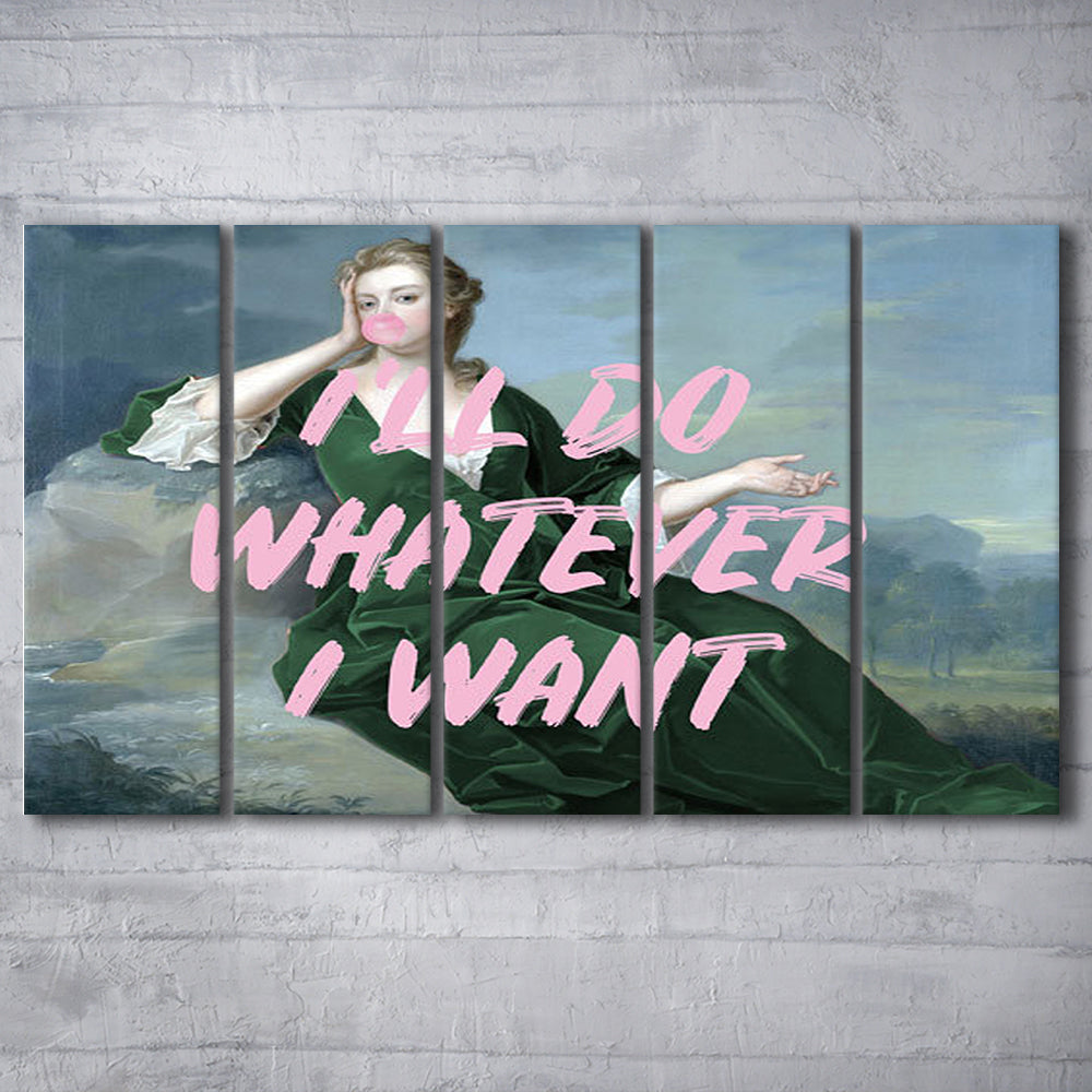 Bubble Gum Art Print, Altered Art, Duchess Print, Bedroom Print, Pink Art, Multi Panels Canvas Print Wall Art