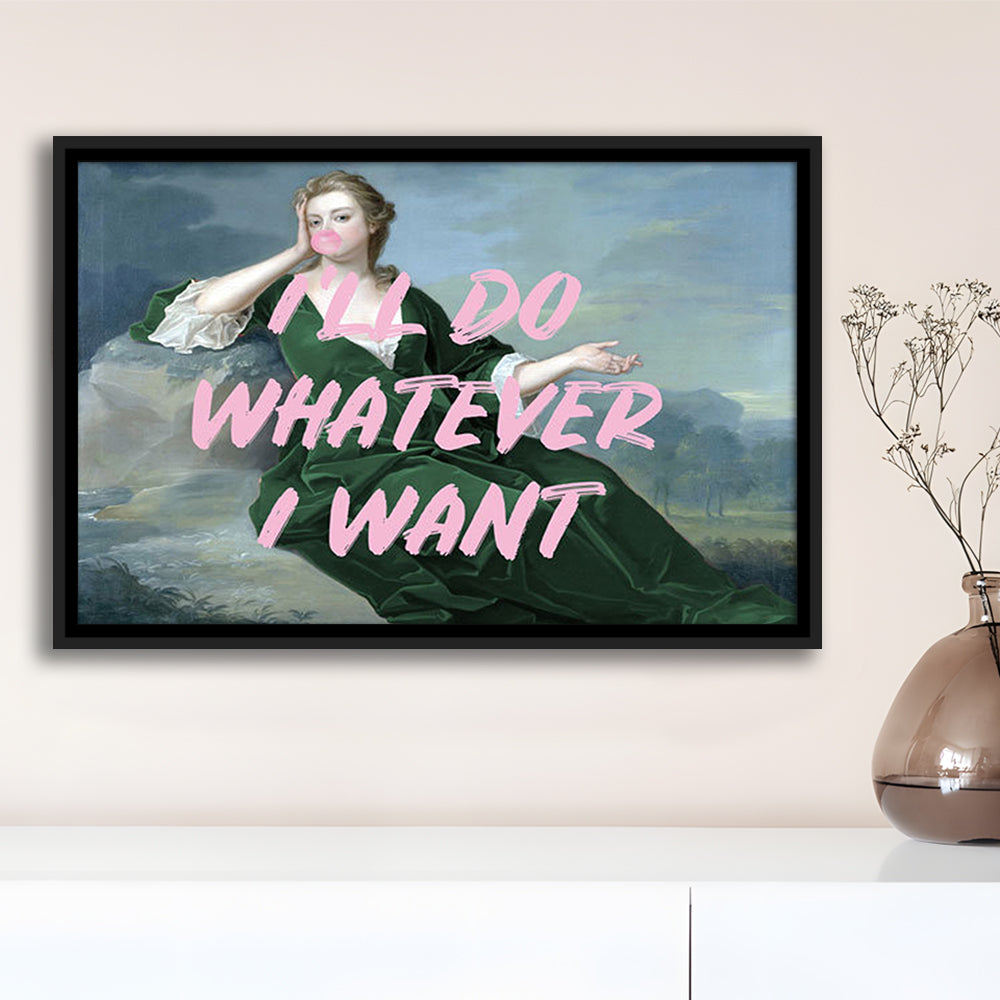 Bubble Gum Art Print, Altered Art, Duchess Print, Bedroom Print, Pink Art, Floating Framed Canvas Print Wall Art