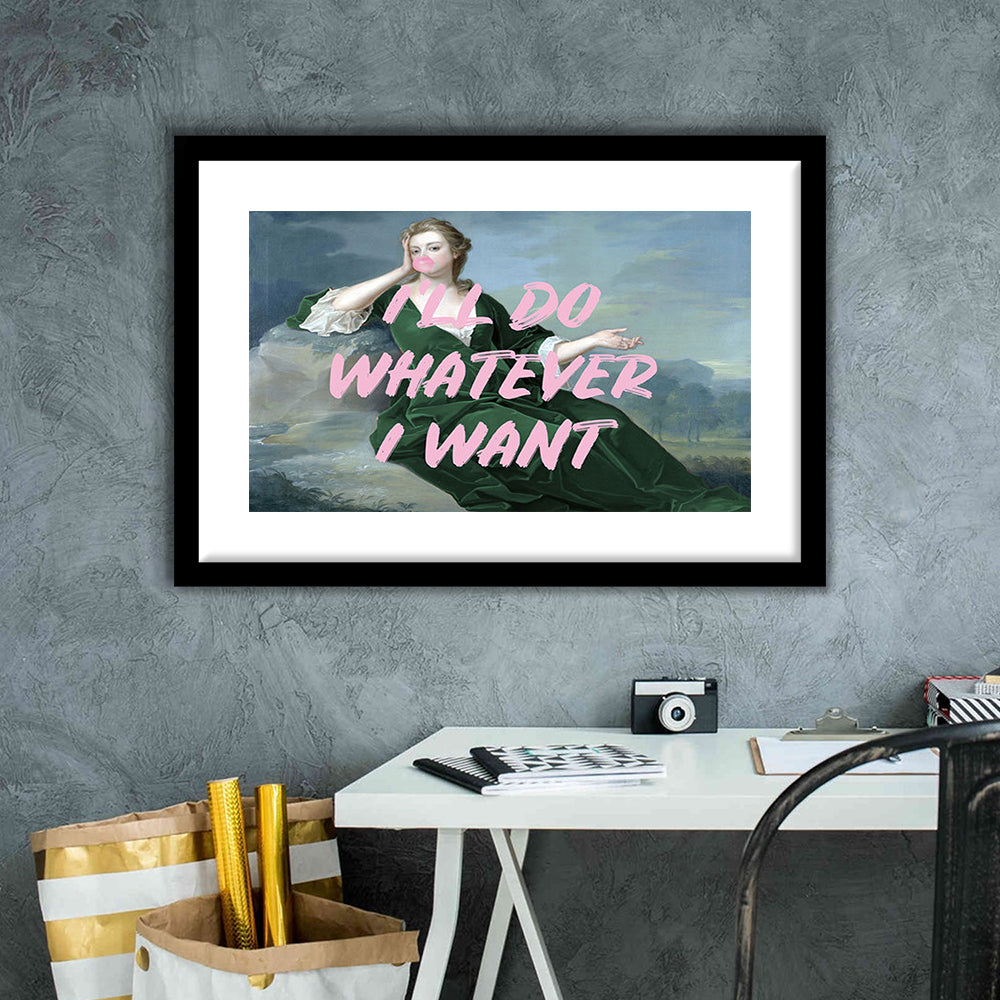 Bubble Gum Art Print, Altered Art, Duchess Print, Bedroom Print, Pink Art, Framed Art Print White Border Wall Decor