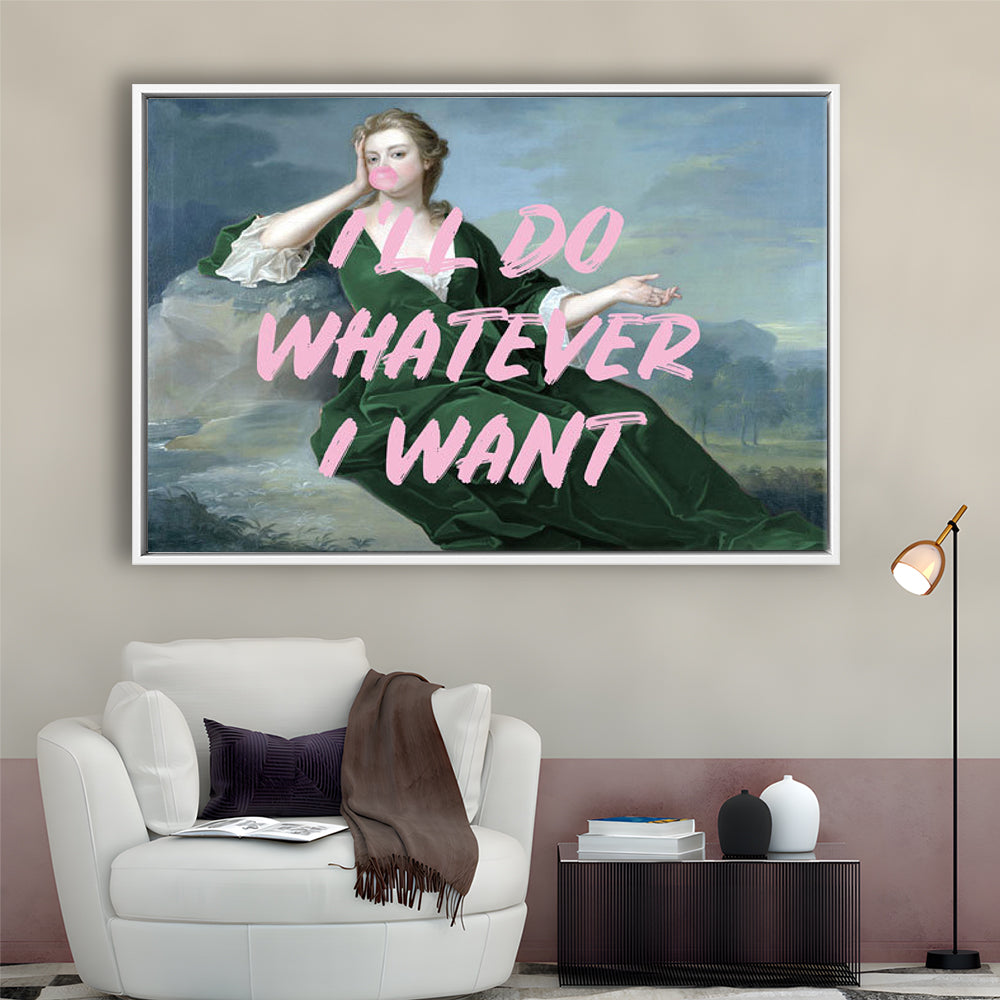 Bubble Gum Art Print, Altered Art, Duchess Print, Bedroom Print, Pink Art, Floating Framed Canvas Print Wall Art