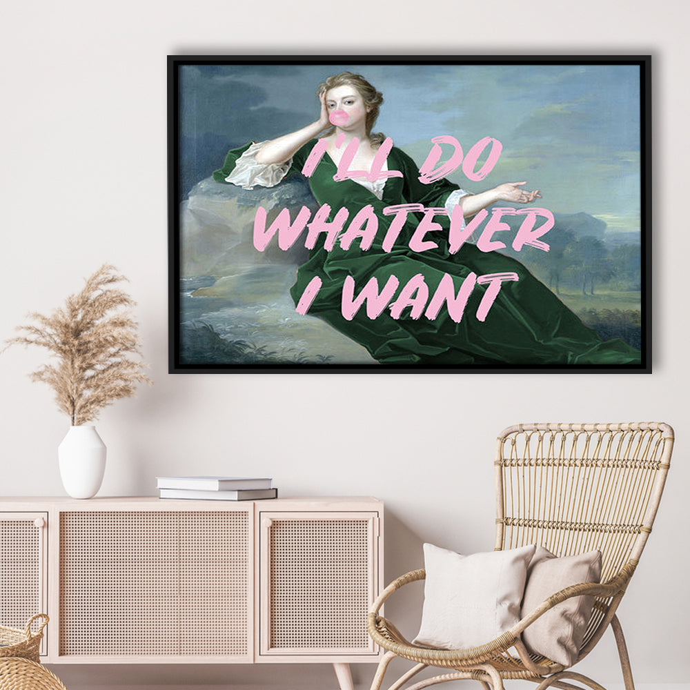 Bubble Gum Art Print, Altered Art, Duchess Print, Bedroom Print, Pink Art, Floating Framed Canvas Print Wall Art