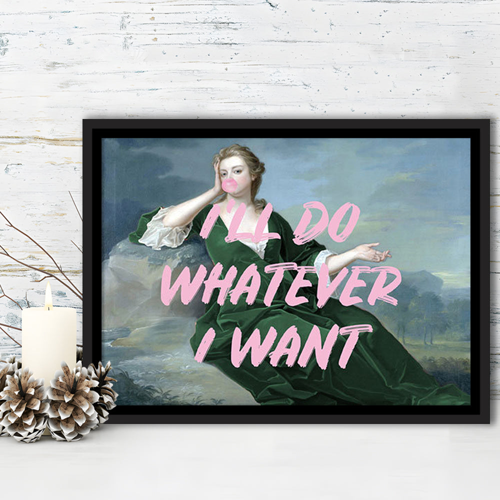 Bubble Gum Art Print, Altered Art, Duchess Print, Bedroom Print, Pink Art, Floating Framed Canvas Print Wall Art