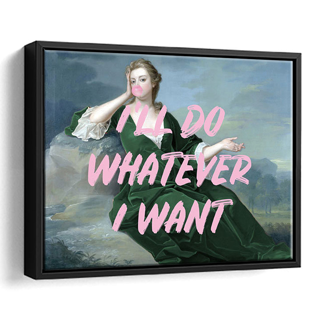 Bubble Gum Art Print, Altered Art, Duchess Print, Bedroom Print, Pink Art, Floating Framed Canvas Print Wall Art
